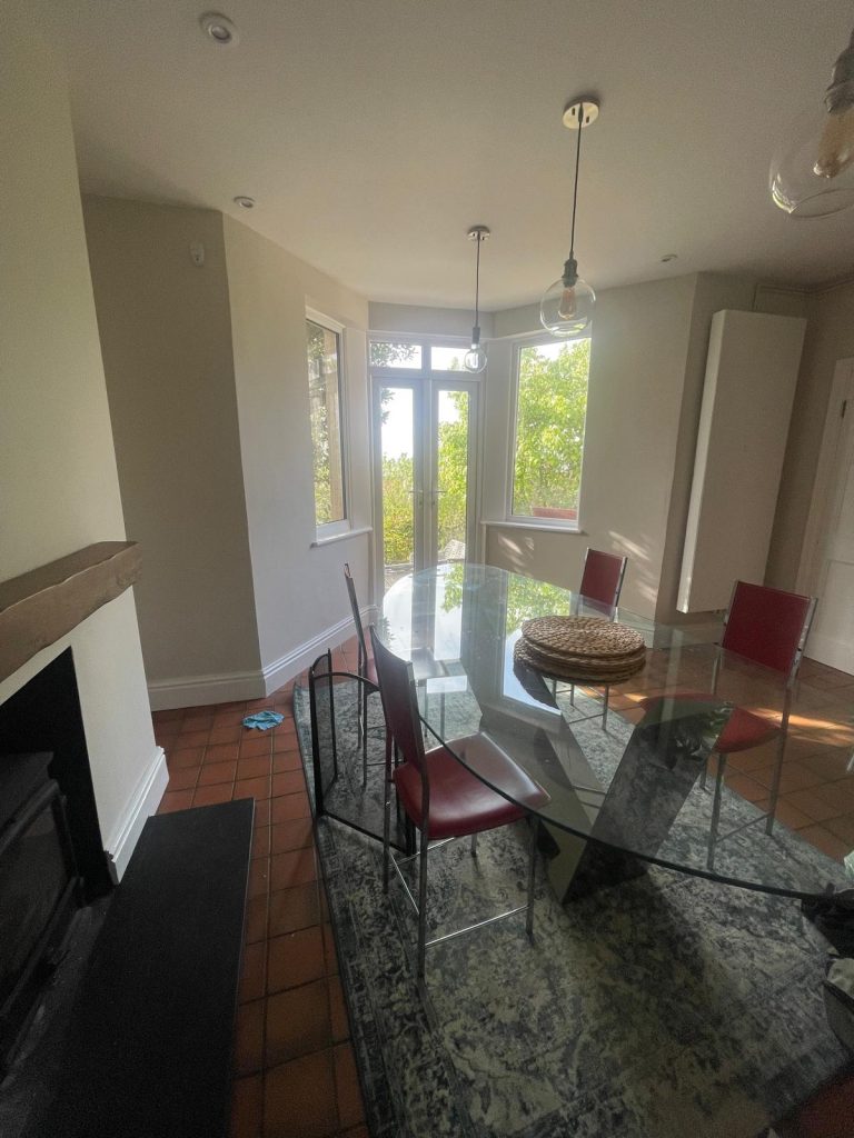 After dining room painting in Kellaway Avenue BS6 Bristol with walls prepared and floor protection in place