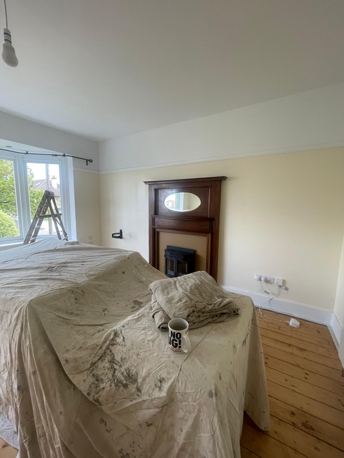 Home 45 Bedroom walls prepared and painted during interior decorating project in BS6 Bristol