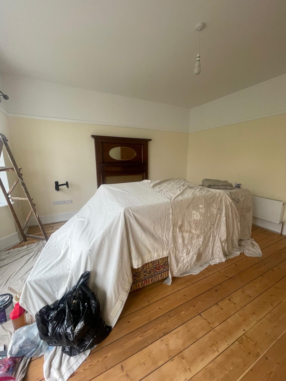 Home 65 Bedroom painting preparation in Kellaway Avenue BS6 Bristol with furniture covered and floor protected